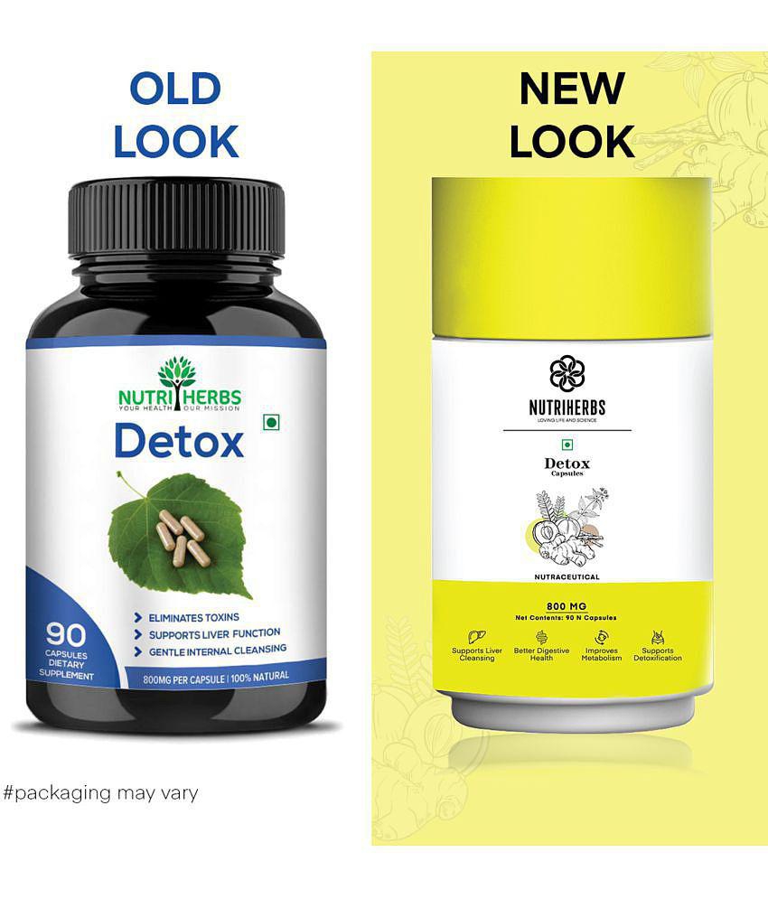 Nutriherbs Detox 90 capsules 800 mg Support Weight Management Improves Metabolism & Promotes Healthy Lifestyle - Pack of 1