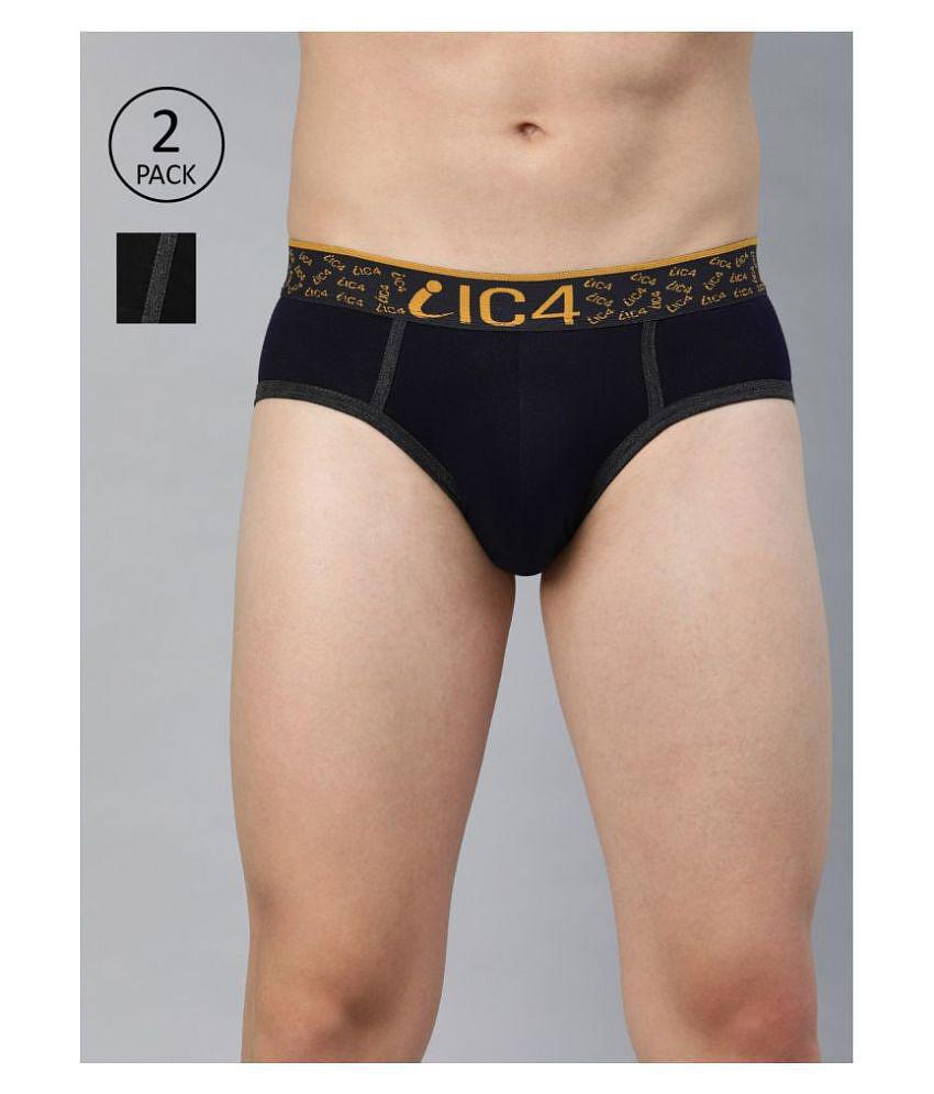 IC4 - Black Cotton Blend Men's Briefs ( Pack of 2 ) - XXL