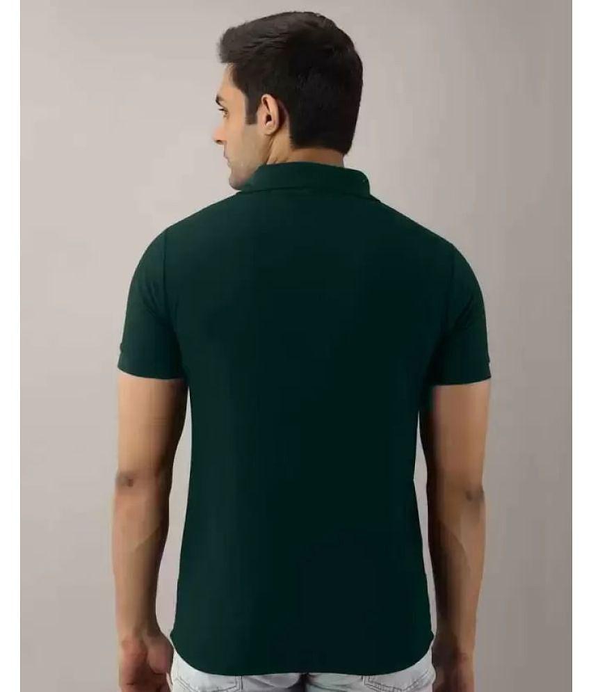 Exclusive Men SKYRISE - Dark Green Cotton Blend Slim Fit Men's Polo T Shirt ( Pack of 1 ) - None