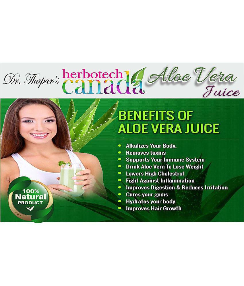 HERBOTECH CANADA Aloe Vera Cold Press Juice | Hydrates, Moisturizes | Detoxifies | Improves Skin and Hair Health | Weight Management I No Added Sugar