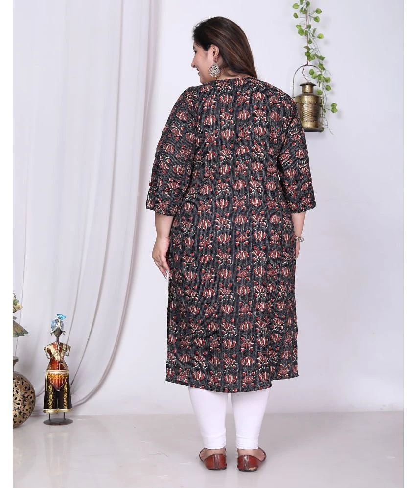 Buy Online Plo Swasti Cotton Printed Straight Womens Kurti - Black ( Pack of 1 ) - None