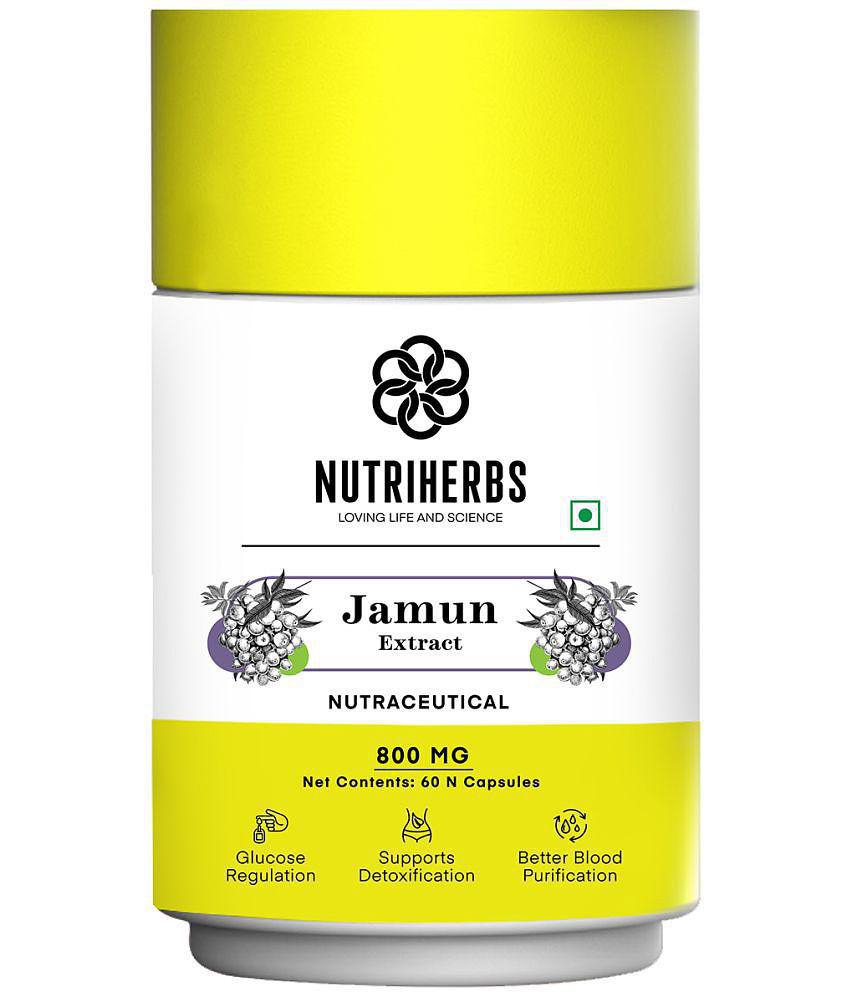 Nutriherbs Jamun Extract 800mg - 60 Capsules | Helps Regulate Sugar Levels| Good For Body Detoxification