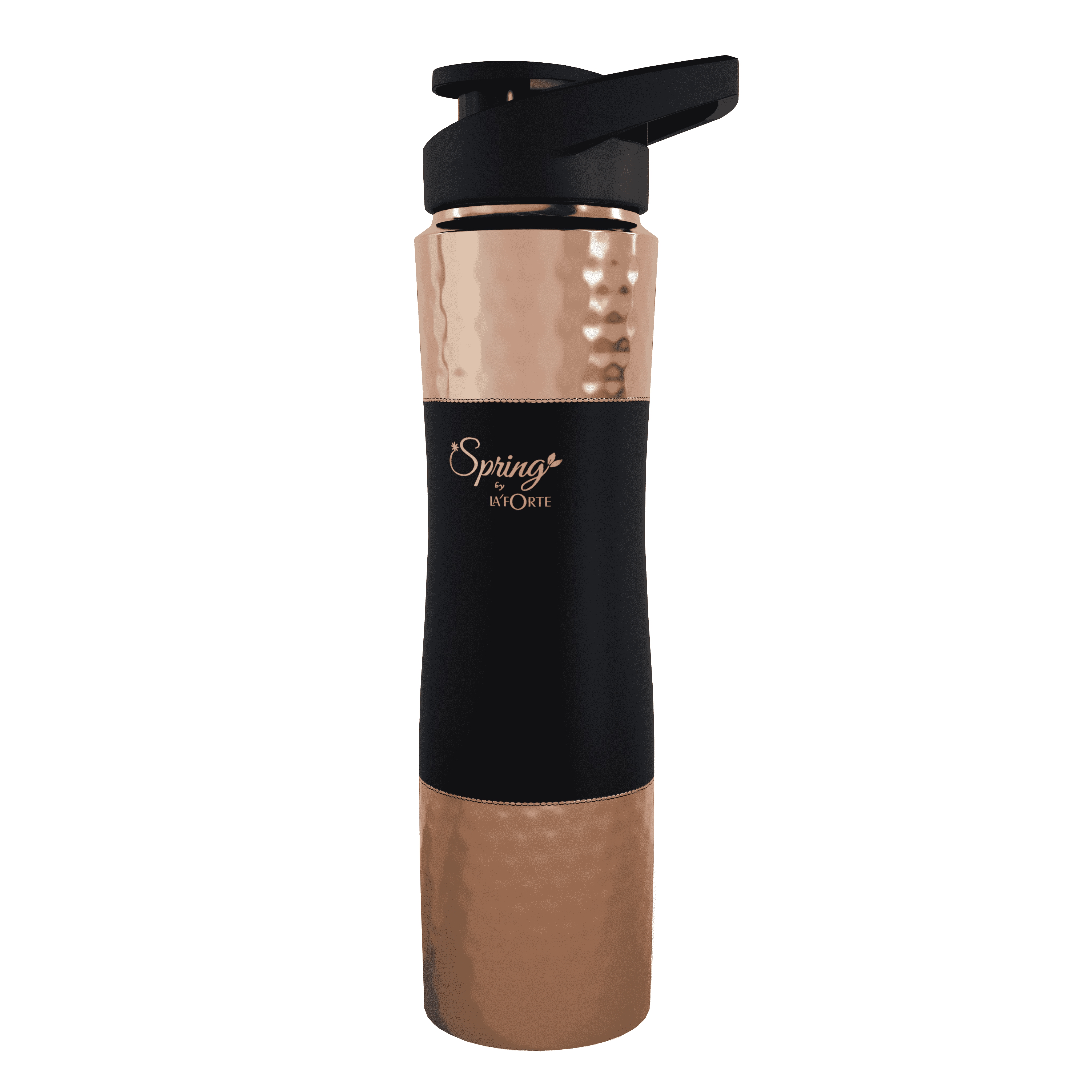 LA'FORTE Pure Copper Water Bottle with Leak Proof Sipper Lid (1000 Ml) Gold & Black