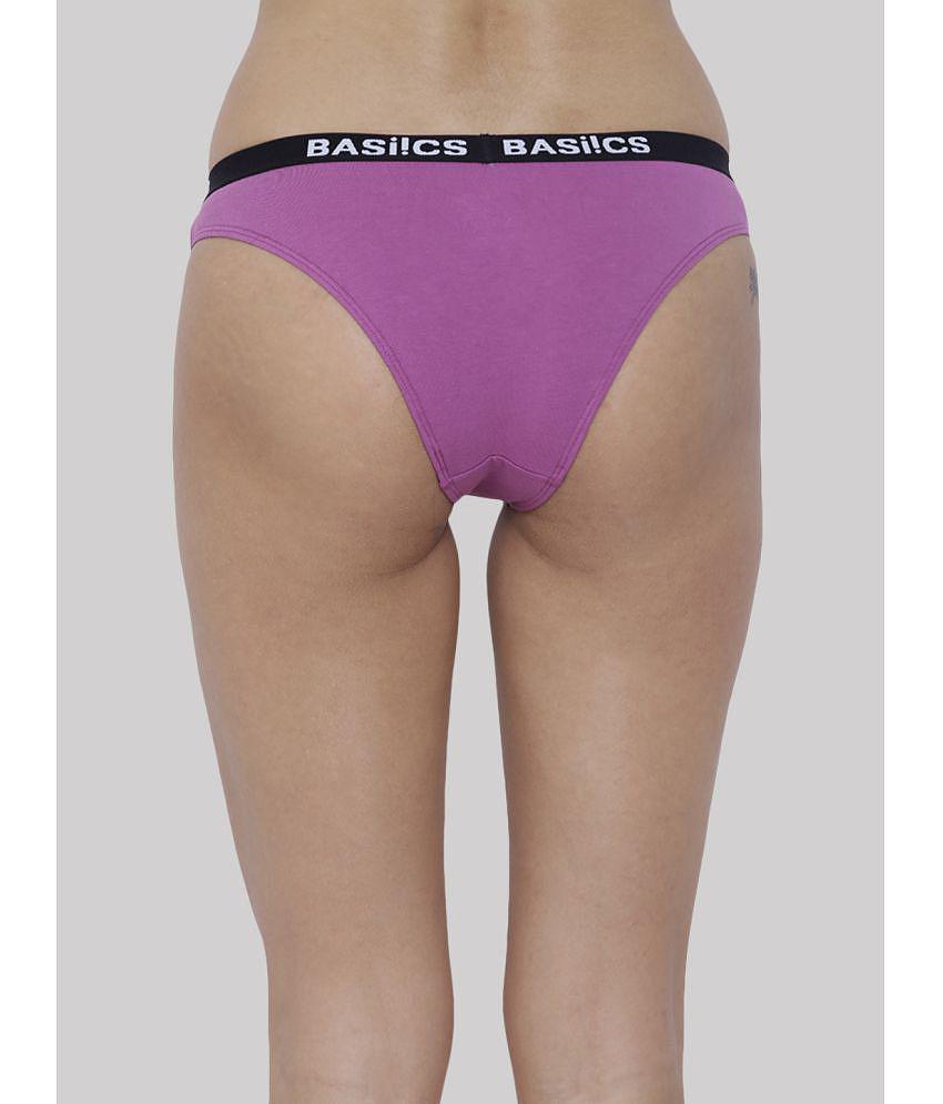 Affordable Men BASIICS By La Intimo - Purple BCPBR08 Cotton Lycra Solid Womens Bikini ( Pack of 