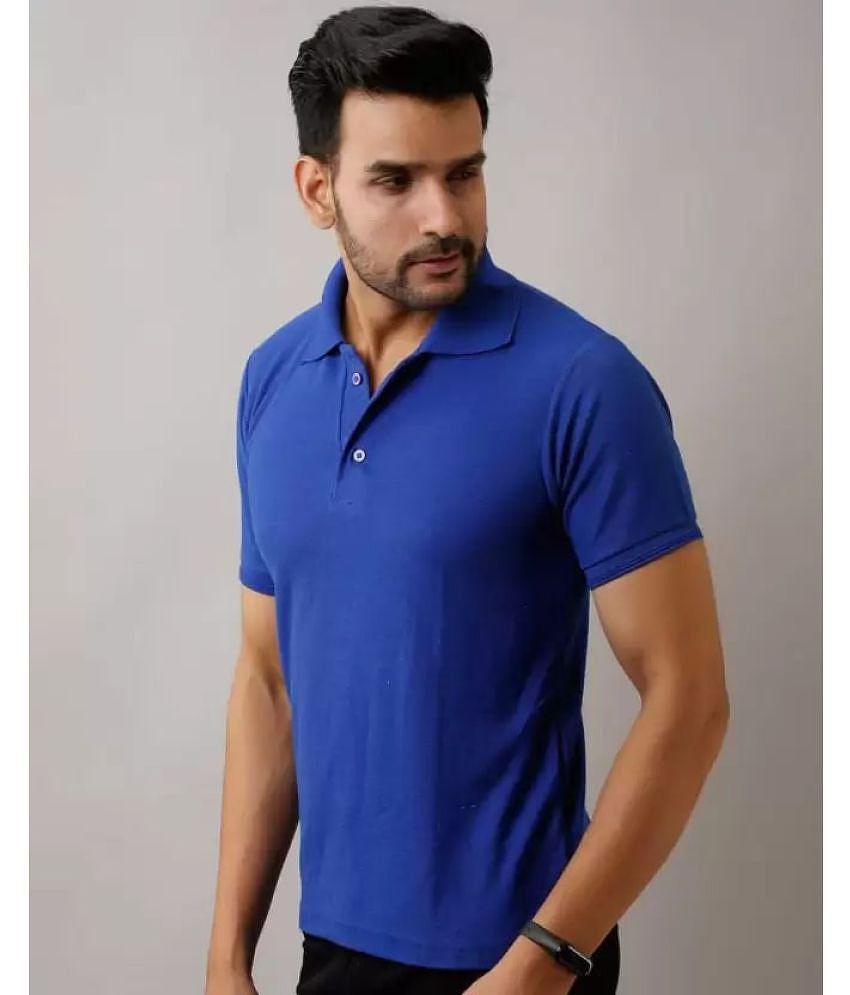 New Men SKYRISE - Blue Cotton Blend Slim Fit Men's Polo T Shirt ( Pack of 1 ) - None 2025 at Sho