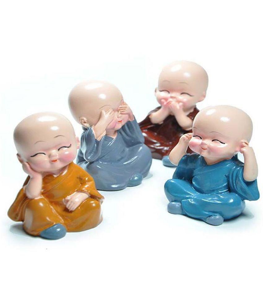 Leavess Monk Buddha Resin Buddha Idol 5 x 13 cms Pack of 4