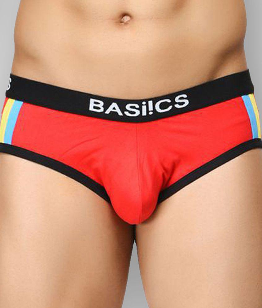 Sophisticated Men BASIICS By La Intimo - Red Cotton Blend Men's Briefs ( Pack of 1 ) - L 2025 at