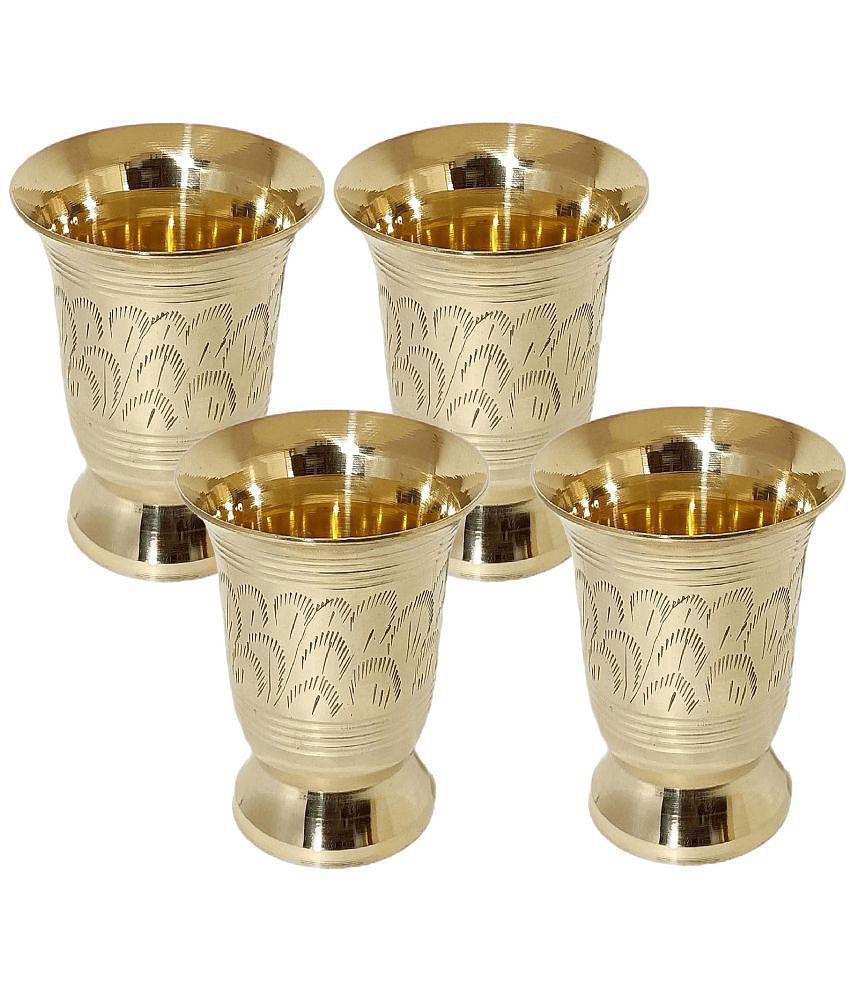 A & H ENTERPRISES - Daily Use Brass Glasses 200 ml ( Pack of 4 )