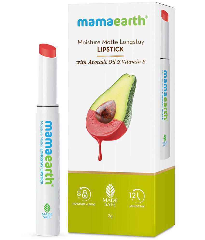 Mamaearth Moisture Matte Longstay Lipstick with Avocado Oil & Vitamin E for 12 Hour Long Stay - 06 Melon Red - 2 g