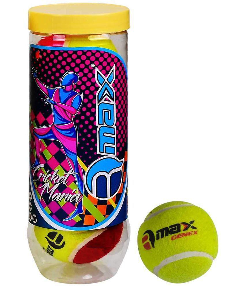 Rmax - Yellow Leather Cricket Ball ( Pack of 3 ) - L(Men)