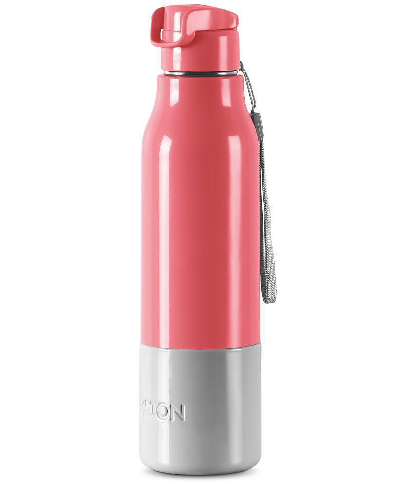 Milton Steel Sprint 900 Insulated Inner Stainless Steel Water Bottle, 630 ml, Pink | Hot or Cold | Easy Grip | Leak Proof | Kids School Bottle | Office | Gym | Hiking | Treking | Travel Bott