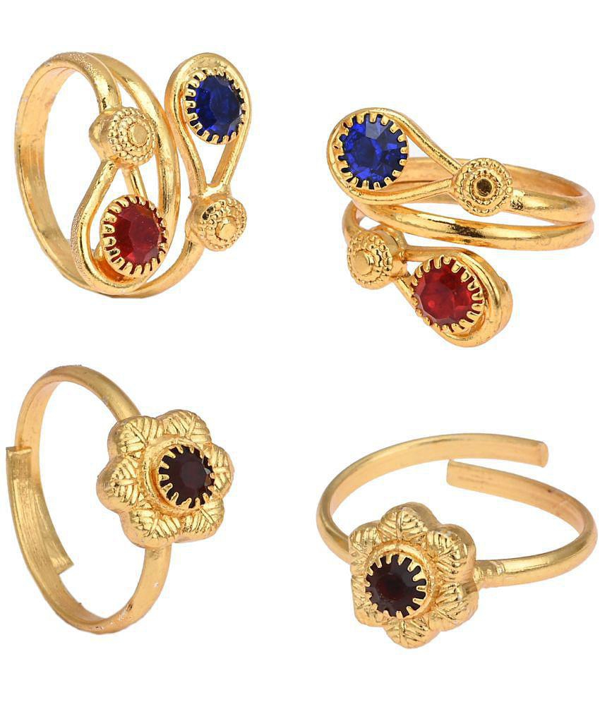 Latest Men AanyaCentric Gold Plated 2 Pair Toe Rings - Golden 2025 at ShopCircuit | ONDC