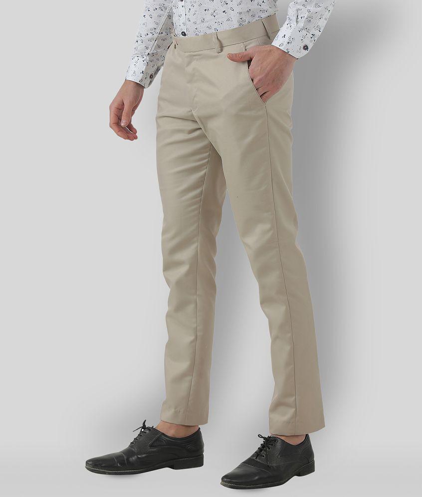 Inspire Clothing Inspiration - Beige Polycotton Slim - Fit Men's Formal Pants ( Pack of 1 ) - None