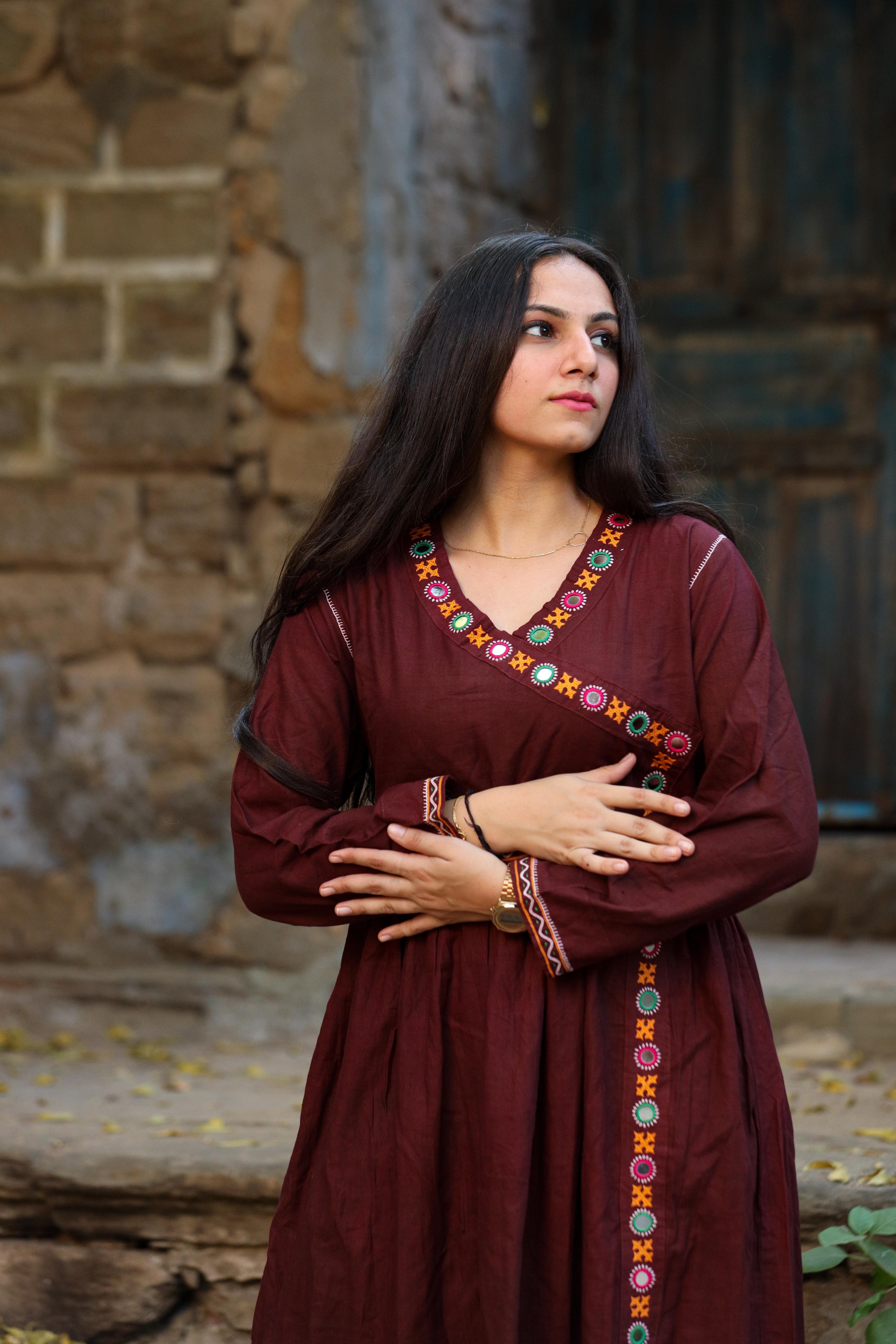 Adya Brown Rebari Khadi Kurti - m