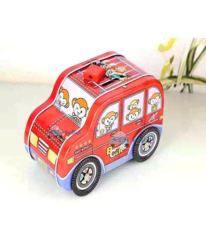 FunBlast Piggy Bank - Car Shaped Coin Box with Moving Wheel for Kids, Piggy Bank for Kids, Coin Box for Kids, Money Bank for Kids (Monkey)