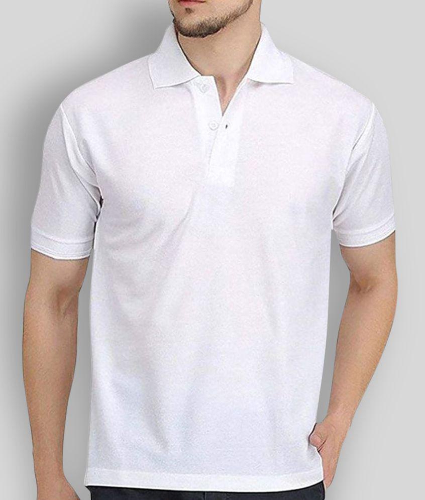 Premium Men FASHION365 - White Cotton Blend Slim Fit Men's Polo T Shirt ( Pack of 1 ) - None 202