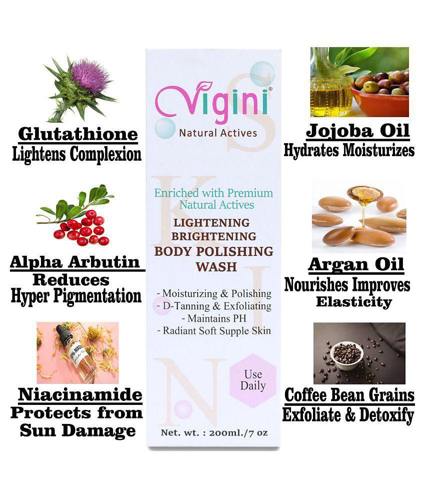 Vigini Body Wash use with Skin Whitening Soap Serums Gel Brightening Vitamin C Moisturizing Soap 200 g