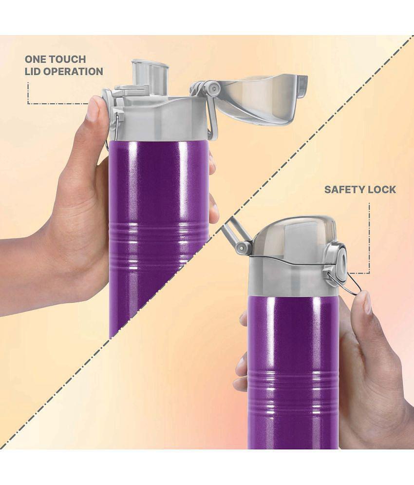 Milton Vogue 500 Stainless Steel Water Bottle, 490 ml, Purple - Purple