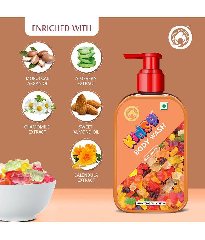 Mom & World Kidsy Gummies Body Wash No Tears, No SLS For KIDS, Dermatologically Tested, pH Balanced, 240 ml