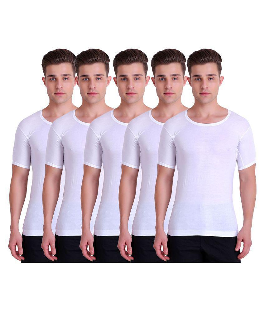 TT White Half Sleeve Vests Pack Of 5 - 85