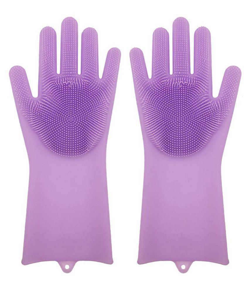 NIHIT Silicon Fiber Standard Size Cleaning Gloves for Home Kitchen bathroom