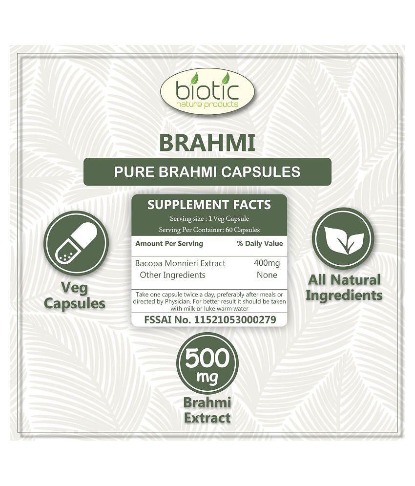 Biotic Brahmi Capsules ( Bacopa Monnieri Extract ) 500mg Capsule 60 no.s