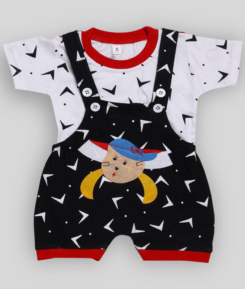 Latest Women babeezworld Dungaree for Boys & Girls Casual Printed Pure Cotton-(Multicolour,9-12 