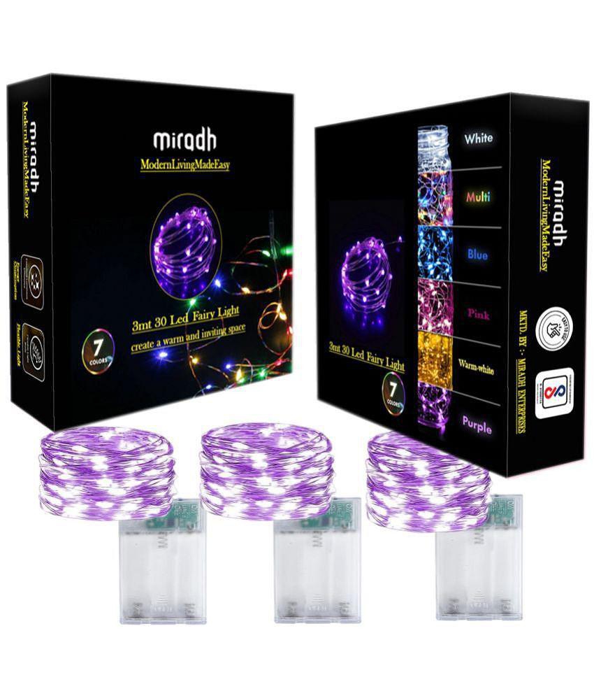 MIRADH - Purple 3Mtr String Light ( Pack of 3 ) - Purple