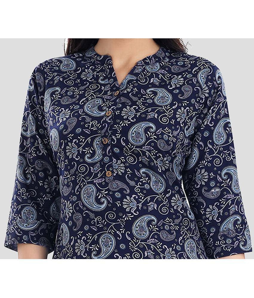 Buy Online Plo Meher Impex Crepe Printed A-line Womens Kurti - Blue ( Pack of 1 ) - None