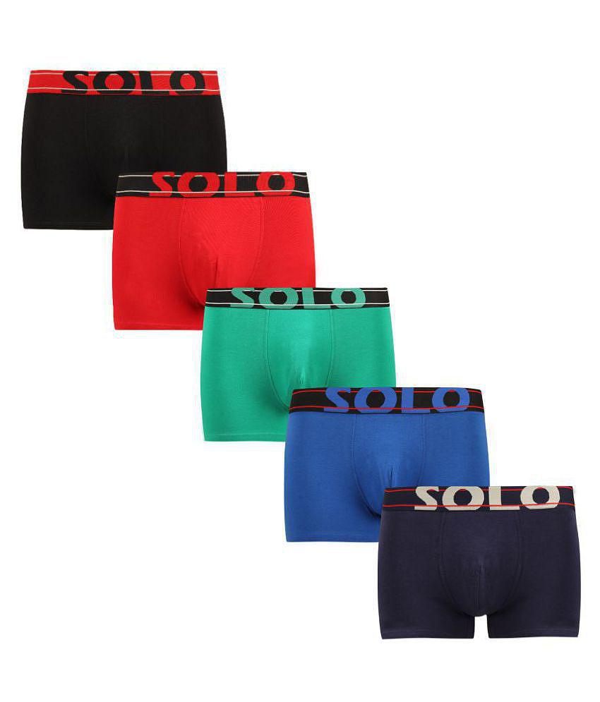 Solo - Multicolor Cotton Mens Trunks ( Pack of 5 ) - 90