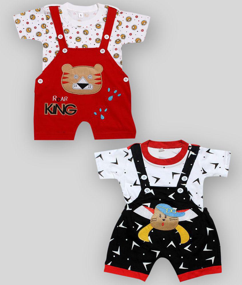 Latest Women babeezworld Dungaree for Boys & Girls Casual Printed Pure Cotton-(Multicolour,9-12 