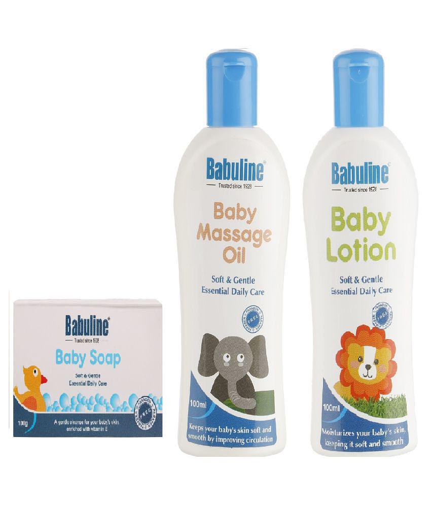 Babuline Baby Soap, Baby Massage Oil, Baby Lotion (100 gm each)