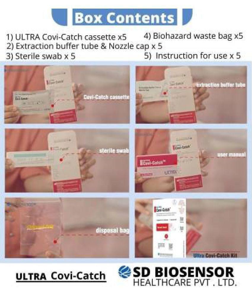 SD Biosensor Ultra Covi-Catch Rapid antigen-ICMR Approved Covid-19 Test Kit for Home Use (Pack of 10) Expiry November 2023