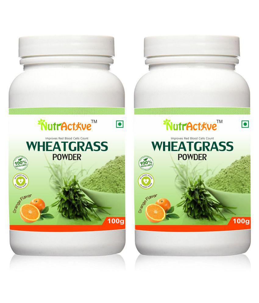 NutrActive Organic wheat grass powder 200 gm Orange Vitamins Powder Pack of 2