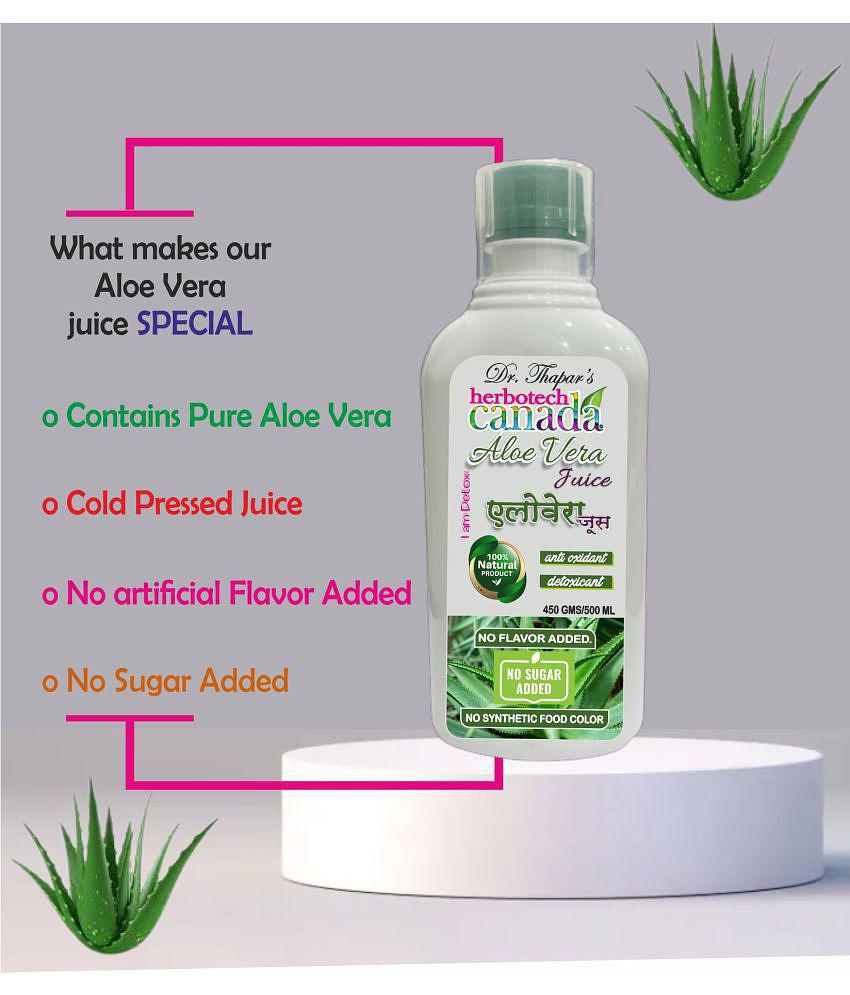 HERBOTECH CANADA Aloe Vera Cold Press Juice | Hydrates, Moisturizes | Detoxifies | Improves Skin and Hair Health | Weight Management I No Added Sugar