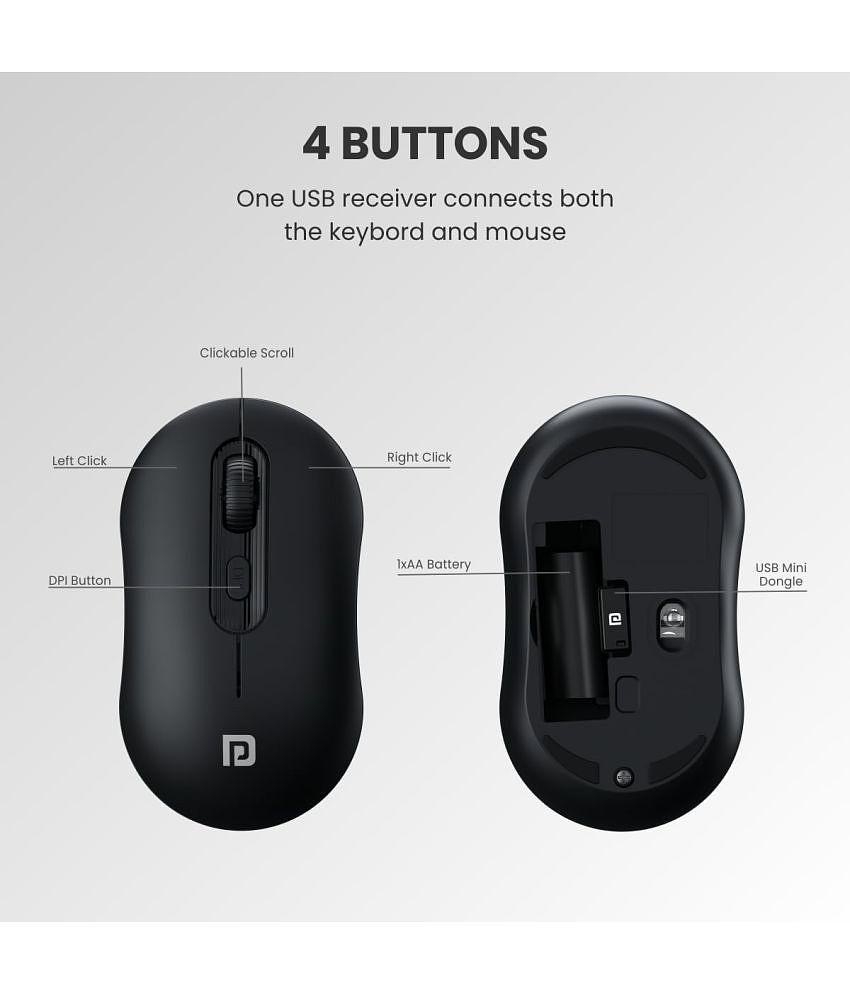 Portronics - Black Wireless Keyboard Mouse Combo