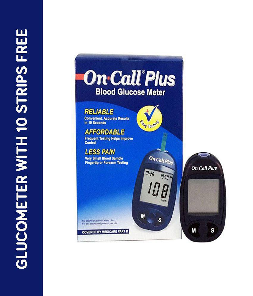 ON CALL PLUS GLUCOMETER WITH 10 GLUCO STRIP ACON GLUCOMETER Expiry Feb 2024