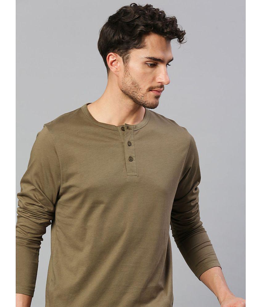 Sophisticated Men Dennis Lingo - Olive 100% Cotton Slim Fit Men's T-Shirt ( Pack of 1 ) - None 2