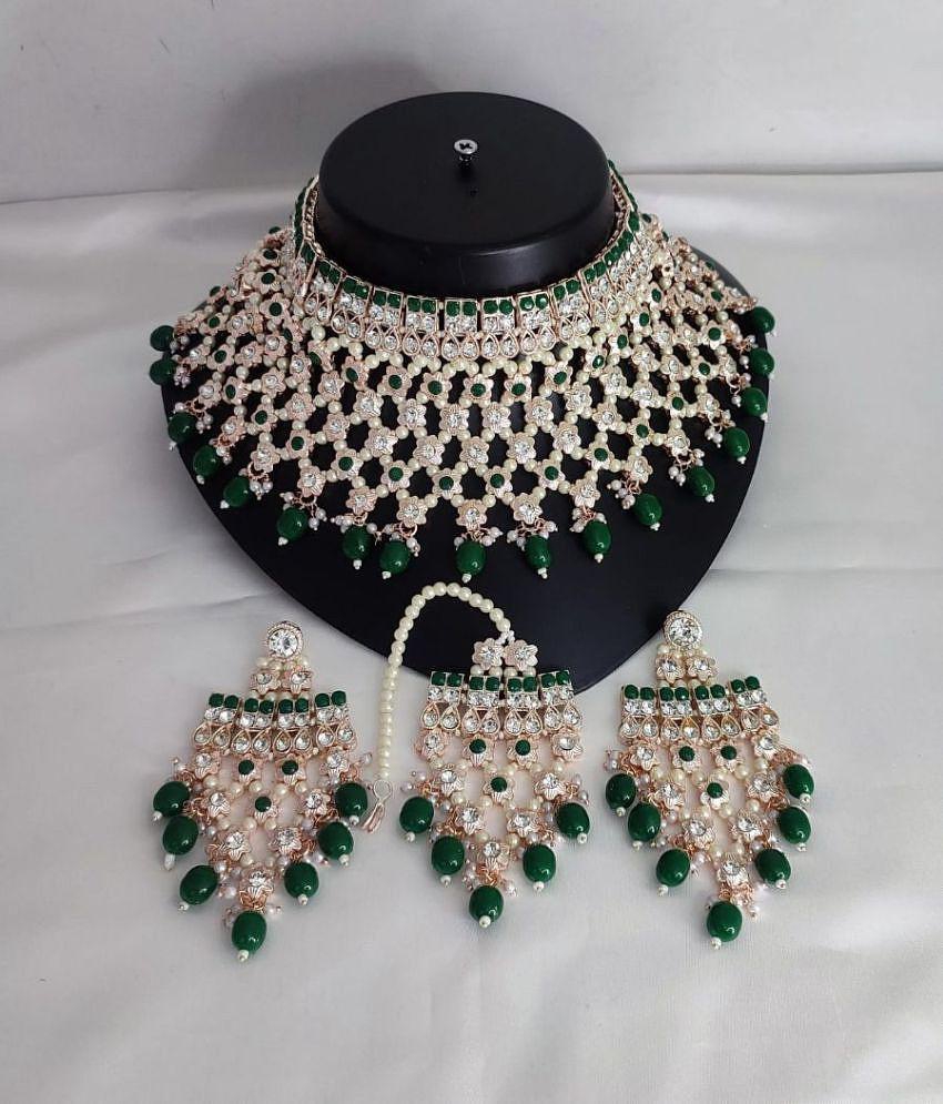 Stylish Men Padmavati Bangles Green Alloy Necklace Set ( Pack of 1 ) - Green 2025 at ShopCircuit