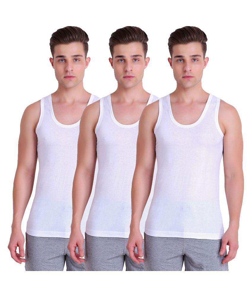 TT White Sleeveless Vests Pack Of 3 - 90