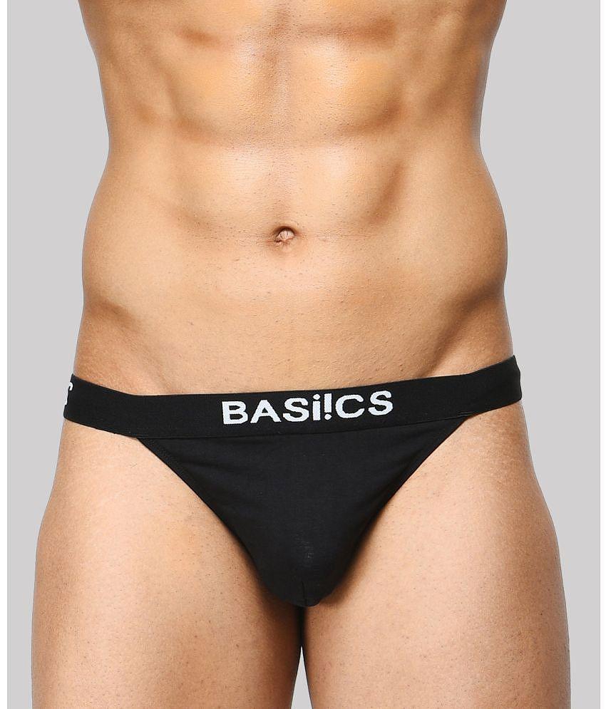 Affordable Men BASIICS By La Intimo - Black BCSTH01 Spandex Men's Thongs ( Pack of 1 ) - None 20