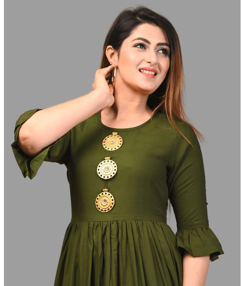 Exclusive Men Frionkandy - Green Rayon Women's Gown ( Pack of 1 ) - None 2025 at ShopCircuit | O