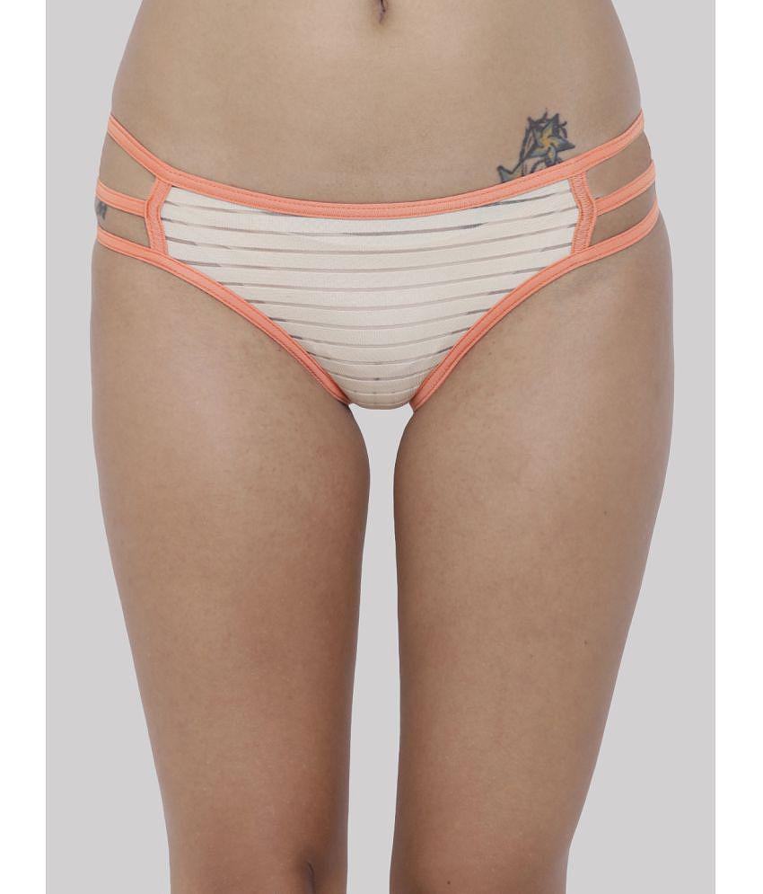 Luxurious Men BASIICS By La Intimo - Beige BCPBK04 Polyester Striped Women''s Bikini ( Pack of 1