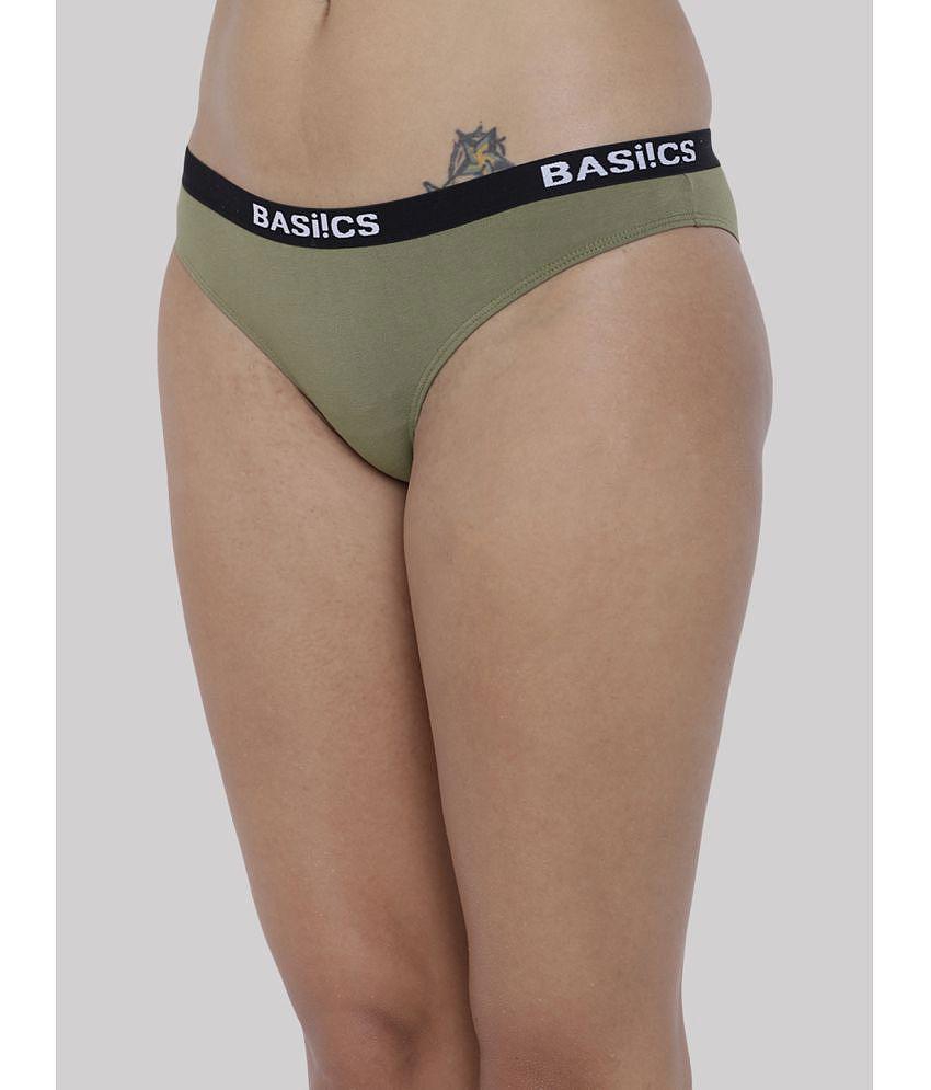 Premium Men BASIICS By La Intimo - Olive BCPBR08 Cotton Lycra Solid Women's Bikini ( Pack of 1 )