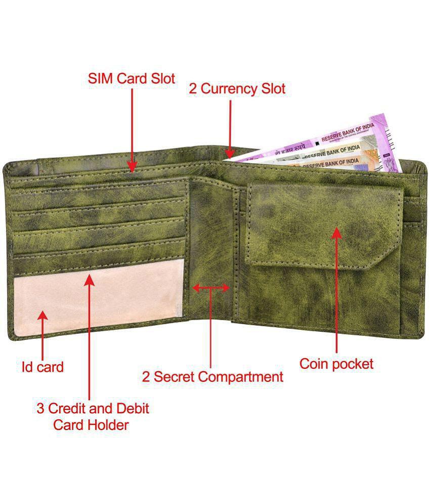 Trendy Men Lorem - Green Faux Leather Men's Two Fold Wallet ( Pack of 1 ) - Green 2025 at ShopCi