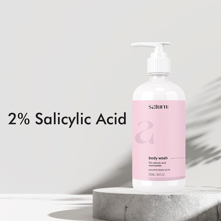 Saturn by GHC 2% Salicylic Acid Body Wash for Women with Niacinamide, Glycerine (Pack of 1 - 250 ml)