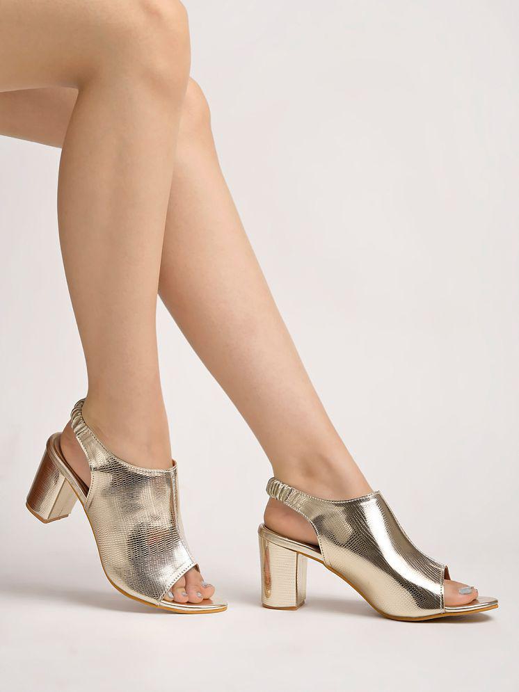 Shoetopia Gold Womens Sandal Heels - None