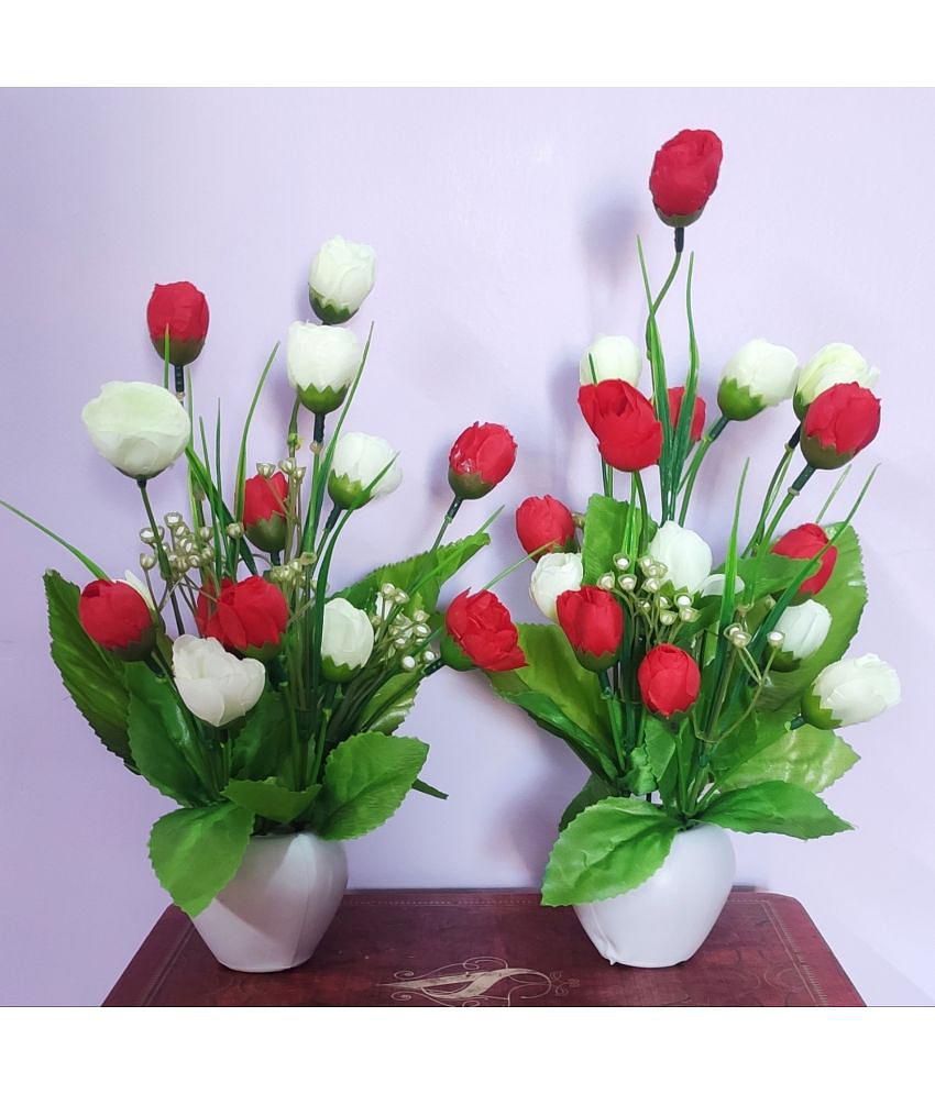 BAARIG - Red Rose Artificial Flower ( Pack of 2 )