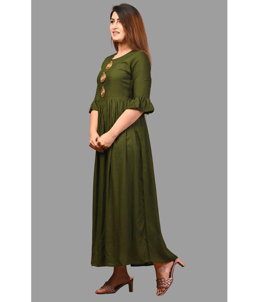 Exclusive Men Frionkandy - Green Rayon Women's Gown ( Pack of 1 ) - None 2025 at ShopCircuit | O