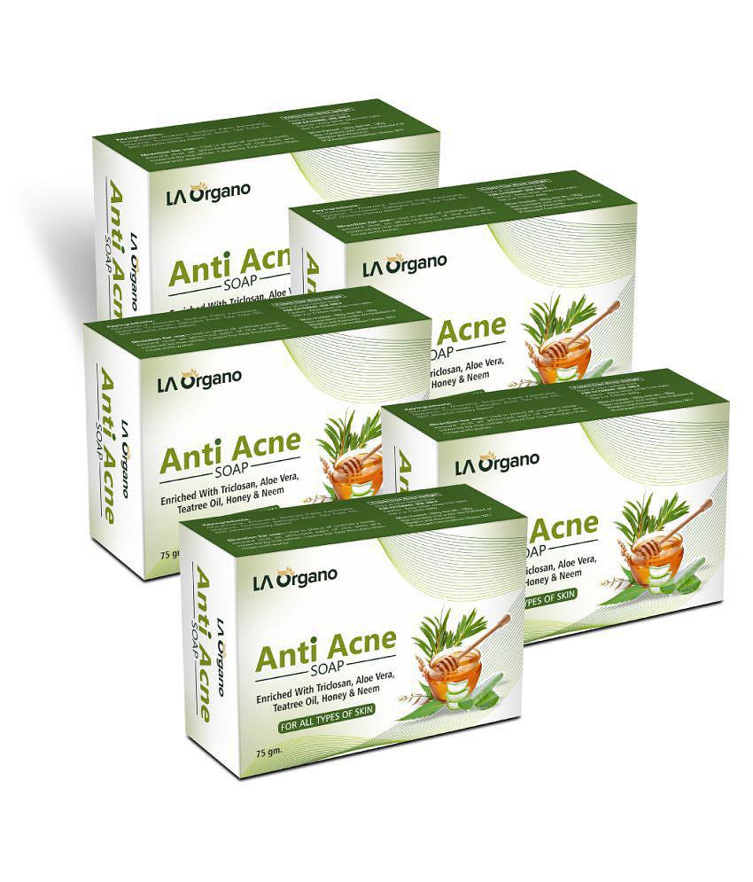 LA ORGNO Anti Acne Soap For Remove Acne, Blemishes & Scars Soap -  75 gms each Pack of 5